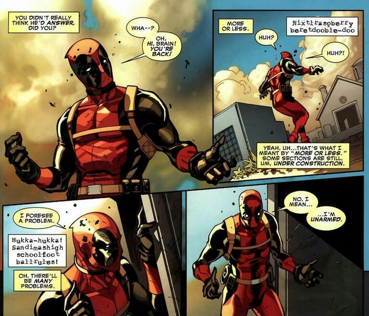 Deadpool discute avec son cerveau endommagé